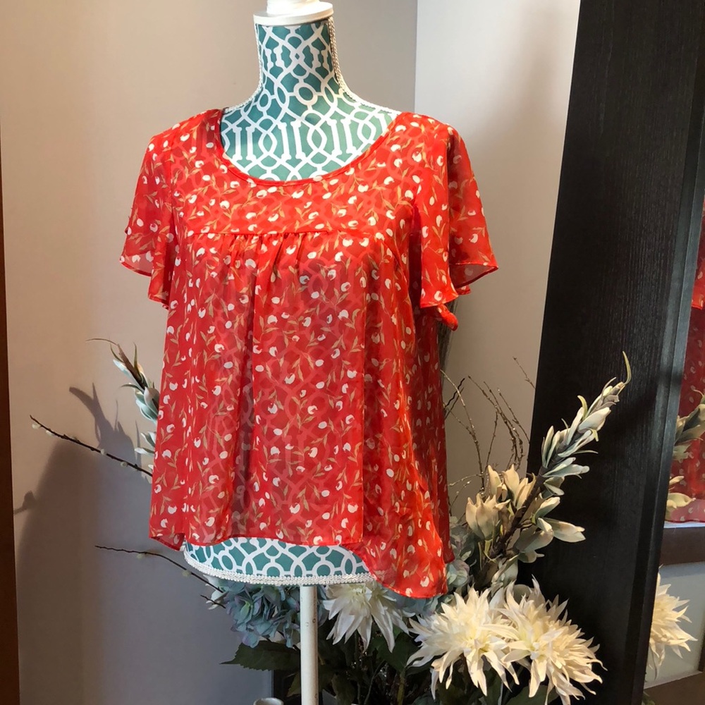 Forever 21 Sheer Floral Top